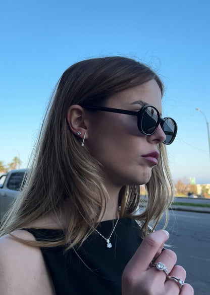 Caravanas lady di cuadradas zirconia blanca plata 925