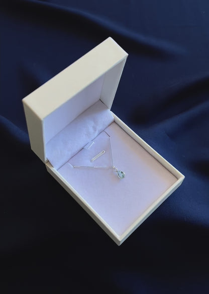 Cadena collar con dije gota topacio mini azul plata 925 - Prosperidad