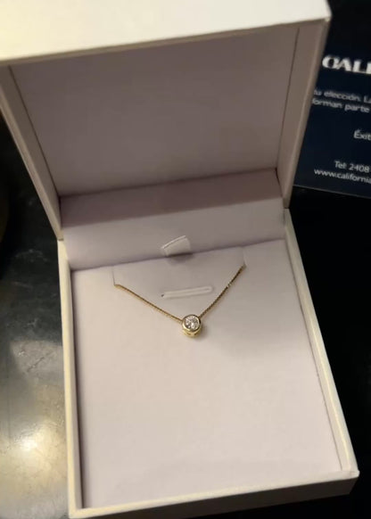 Collar punto luz chico 5mm plata 925 bañado en oro 18k