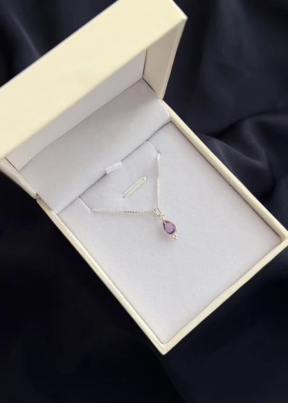 Cadena collar con dije amatista esferas plata 925 - Transformación