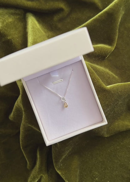 Cadena collar con dije gota citrino mini plata 925 - Prosperidad