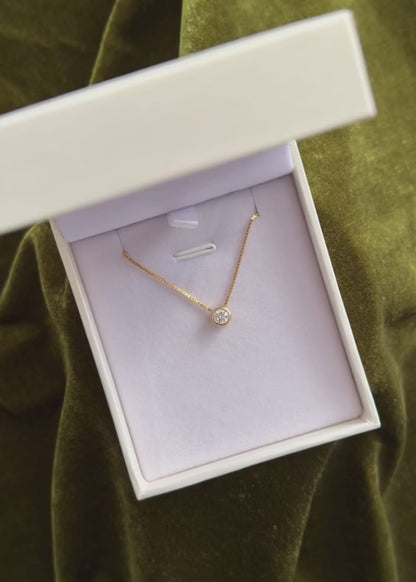 Collar punto luz chico 5mm plata 925 bañado en oro 18k