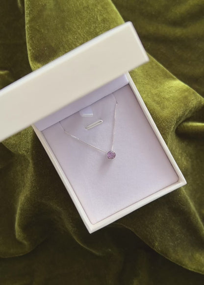 Collar Cadena Dije Punto Luz Amatista Plata 925