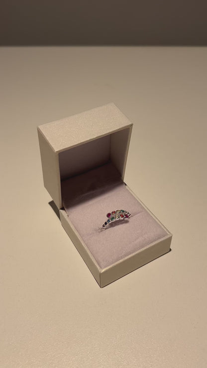 Anillo ajustable puntos luz de colores plata 925