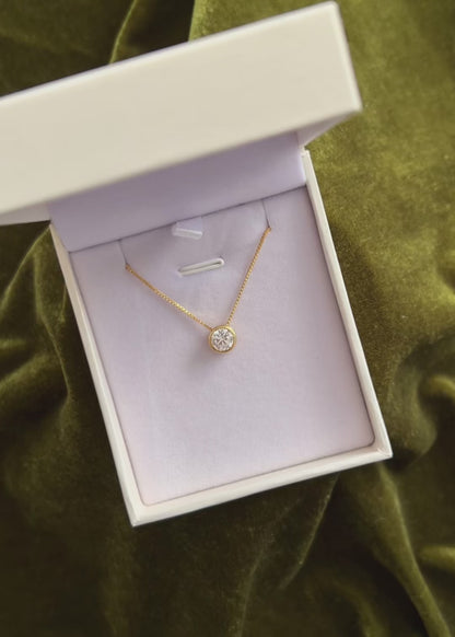 Collar punto luz grande 7mm plata 925 bañado en oro 18k