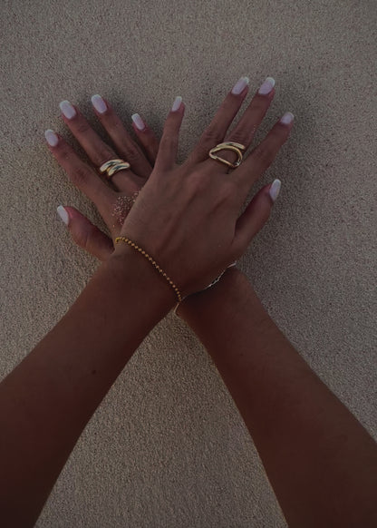 Set x2 anillo entrelazado + anillo calado oval - Ajustables