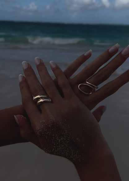 Set x2 anillo entrelazado + anillo calado oval - Ajustables