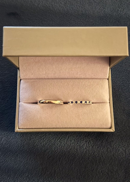Set anillos sin fin zirconia azul + alianza bombé 3mm plata 925 & zirconias - Parejas