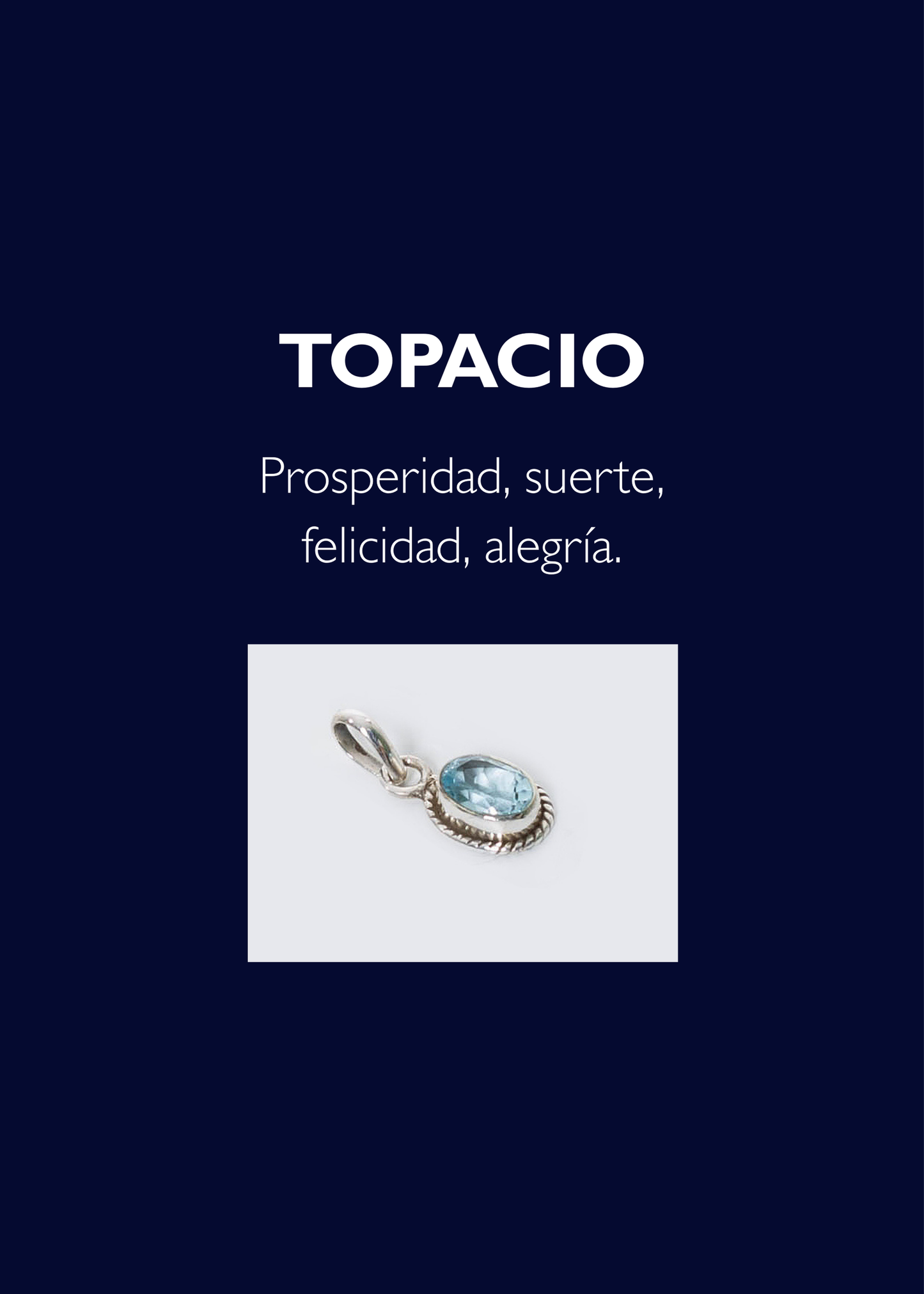 Cadena collar con dije gota topacio mini azul plata 925