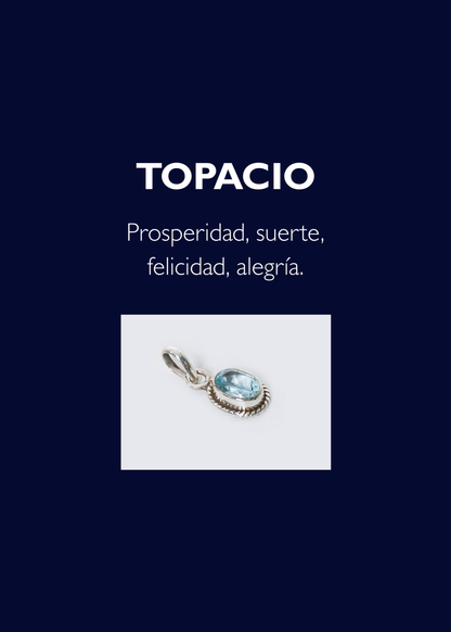 Cadena collar con dije topacio azul oval plata 925